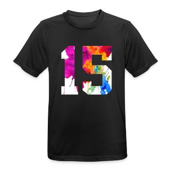 NUMMER 15 JAHRE ALT 15. GEBURTSTAG - Männer T-Shirt atmungsaktiv - Schwarz - Vorne - AI Model Male 178 light (178cm)