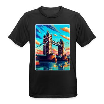 Tower Bridge England Uk Vintage Reiseposter WPA - Männer T-Shirt atmungsaktiv - Schwarz - Vorne - AI Model Male 178 light (178cm)