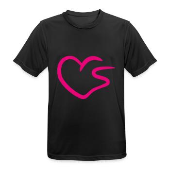Coeur lettre S lettre initiale rose - T-shirt respirant Homme - noir - Devant - AI Model Male 178 light (178cm)