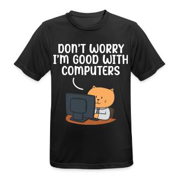 Don't Worry I'm Good With Computers Tech Support - Männer T-Shirt atmungsaktiv - Schwarz - Vorne - AI Model Male 178 light (178cm)
