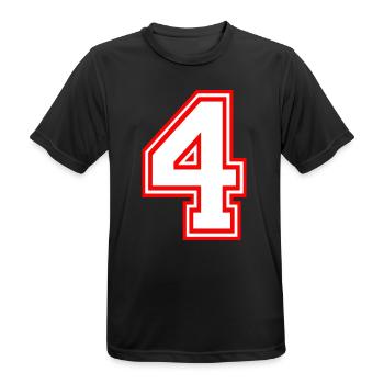 NUMMER VIER NUMBER FOUR LUCKY NUMBER GLÜCKSZAHL - Männer T-Shirt atmungsaktiv - Schwarz - Vorne - AI Model Male 178 light (178cm)