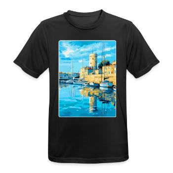 La Rochelle Frankreich Vintage Reiseplakat Souvenir - Männer T-Shirt atmungsaktiv - Schwarz - Vorne - AI Model Male 178 light (178cm)