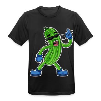 Gurke singt lustige Illustration Gemüse Geschenk - Männer T-Shirt atmungsaktiv - Schwarz - Vorne - AI Model Male 178 light (178cm)