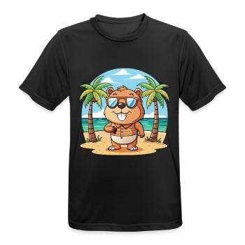 Biber Lustige Cartoon Sommer Strand Sonnenbrille - Männer T-Shirt atmungsaktiv - Schwarz - Vorne - AI Model Male 178 light (178cm)