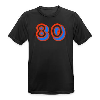 80. 80 JAHRE. 80-JÄHRIGES JUBILÄUM. 80. GEBURTSTAG. - Männer T-Shirt atmungsaktiv - Schwarz - Vorne - AI Model Male 178 light (178cm)