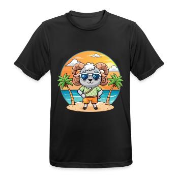 Ram Lustige Cartoon Sommer Strand Sonnenbrille - Männer T-Shirt atmungsaktiv - Schwarz - Vorne - AI Model Male 178 light (178cm)