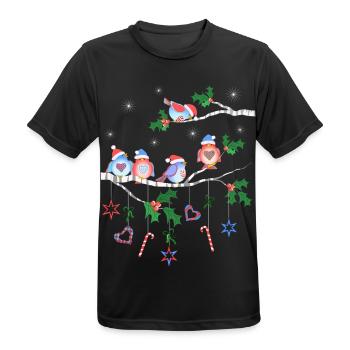 Vögel im Winter auf einem Ast Vogel - Männer T-Shirt atmungsaktiv - Schwarz - Vorne - AI Model Male 178 light (178cm)