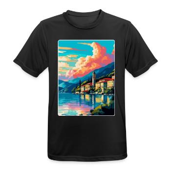 Lac de Côme Italie Affiche de voyage vintage Souvenir WPA - T-shirt respirant Homme - noir - Devant - AI Model Male 178 light (178cm)