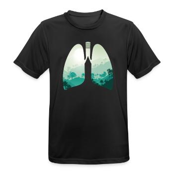 Nature verte forêt paysage poumon - T-shirt respirant Homme - noir - Devant - AI Model Male 178 light (178cm)