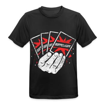 Trickreicher Doppelkopf Kartenspiel - Männer T-Shirt atmungsaktiv - Schwarz - Vorne - AI Model Male 178 light (178cm)