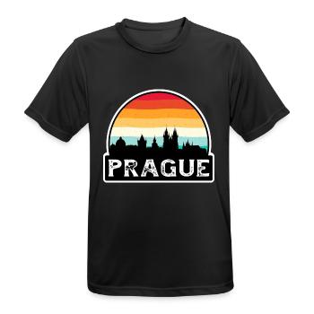 Prag Tschechien Flagge Skyline Reisesouvenir - Männer T-Shirt atmungsaktiv - Schwarz - Vorne - AI Model Male 178 light (178cm)