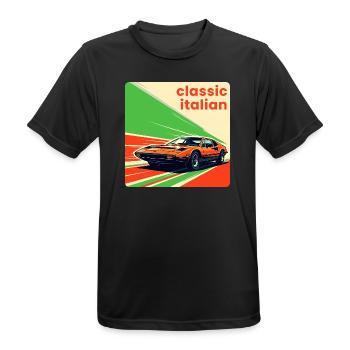 Klassischer italienischer Sportwagen - Männer T-Shirt atmungsaktiv - Schwarz - Vorne - AI Model Male 178 light (178cm)