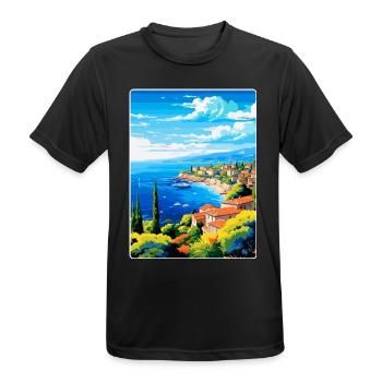 Côte d Azur Frankreich Vintage Reiseplakat Souvenir - Männer T-Shirt atmungsaktiv - Schwarz - Vorne - AI Model Male 178 light (178cm)