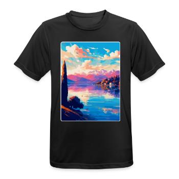 Lago Maggiore Schweiz Vintage Reiseplakat - Männer T-Shirt atmungsaktiv - Schwarz - Vorne - AI Model Male 178 light (178cm)