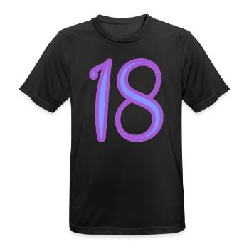 18. 18 YEARS OLD. 18th ANNIVERSARY. BIRTHDAY 18 YEARS. - Men's Breathable T-Shirt - black - Front - AI Model Male 178 light (178cm)