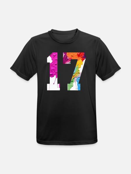 FARBIG NUMMER 17 BUNT 17. GEBURTSTAG - Männer T-Shirt atmungsaktiv - Schwarz