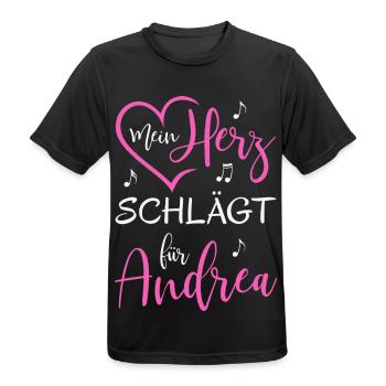 Mein Herz schlägt für Andrea - Männer T-Shirt atmungsaktiv - Schwarz - Vorne - AI Model Male 178 light (178cm)