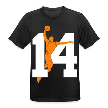 NUMMER 14 BASKETBALL 14. GEBURTSTAG - Männer T-Shirt atmungsaktiv - Schwarz - Vorne - AI Model Male 178 light (178cm)