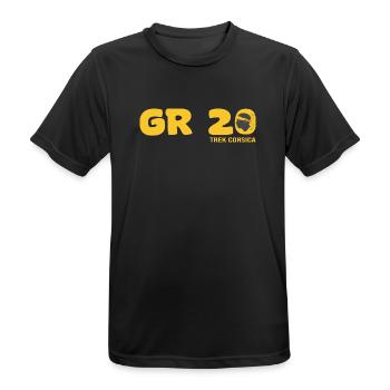 GR 20 trek corse gr 20 trekking randonnée - Männer T-Shirt atmungsaktiv - Schwarz - Vorne - AI Model Male 178 light (178cm)