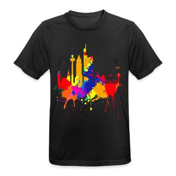 Francfort Skyline Couleurs Colorées Peinture Art Amour - T-shirt respirant Homme - noir - Devant - AI Model Male 178 light (178cm)
