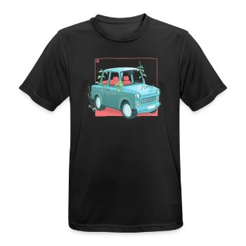 Trabi mit Pflanzen - Männer T-Shirt atmungsaktiv - Schwarz - Vorne - AI Model Male 178 light (178cm)