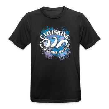 Wels Waller fischen Wels auf Farbklecksen - Männer T-Shirt atmungsaktiv - Schwarz - Vorne - AI Model Male 178 light (178cm)