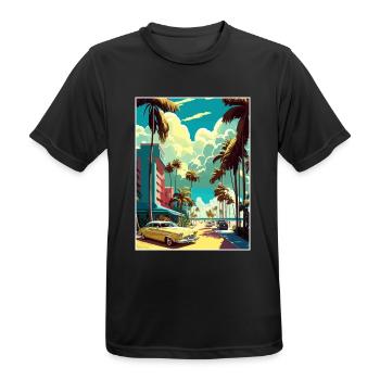 South Beach Florida Vintage Reiseposter Souvenir - Männer T-Shirt atmungsaktiv - Schwarz - Vorne - AI Model Male 178 light (178cm)