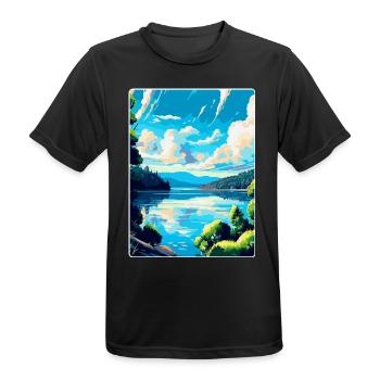 Donau Europa Vintage Reiseplakat Souvenir - Männer T-Shirt atmungsaktiv - Schwarz - Vorne - AI Model Male 178 light (178cm)