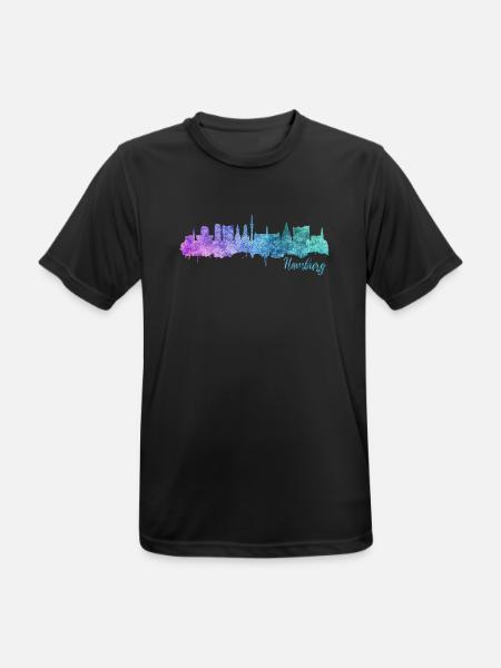 Hamburg Skyline - Männer T-Shirt atmungsaktiv - Schwarz