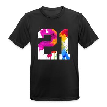 NUMMER 21 JAHRE ALT 21. GEBURTSTAG - Männer T-Shirt atmungsaktiv - Schwarz - Vorne - AI Model Male 178 light (178cm)