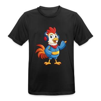 Hahn Lustige Zeichentrickfigur Kopfhörer Musik - Männer T-Shirt atmungsaktiv - Schwarz - Vorne - AI Model Male 178 light (178cm)