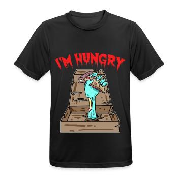 Zombie Pizza Ich habe Hunger - Männer T-Shirt atmungsaktiv - Schwarz - Vorne - AI Model Male 178 light (178cm)