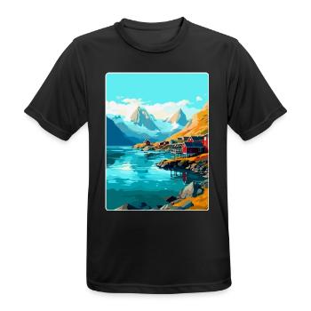 Lofoten Norwegen Vintage Reiseposter WPA - Männer T-Shirt atmungsaktiv - Schwarz - Vorne - AI Model Male 178 light (178cm)