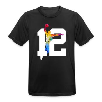 NUMMER 12 BASKETBALL 12. GEBURTSTAG - Männer T-Shirt atmungsaktiv - Schwarz - Vorne - AI Model Male 178 light (178cm)
