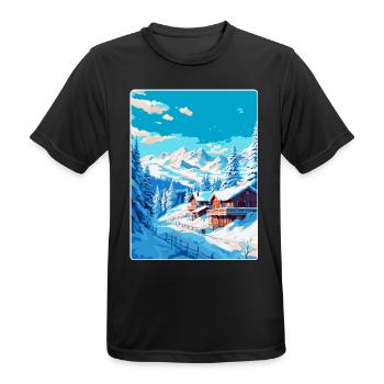 Meribel France Vintage Travel Poster Souvenir WPA - Men's Breathable T-Shirt - black - Front - AI Model Male 178 light (178cm)
