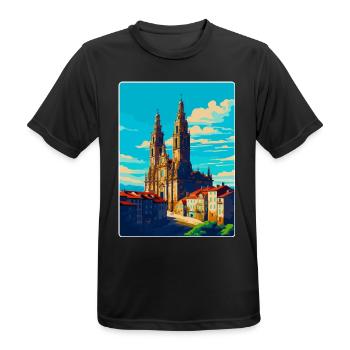 Santiago De Compostela Spanien Vintage Reiseposter - Männer T-Shirt atmungsaktiv - Schwarz - Vorne - AI Model Male 178 light (178cm)