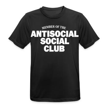 Antisocial Social Club Spruch - Männer T-Shirt atmungsaktiv - Schwarz - Vorne - AI Model Male 178 light (178cm)