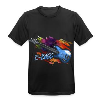 Fetziger Bassgitarrist Bühnenshow - Männer T-Shirt atmungsaktiv - Schwarz - Vorne - AI Model Male 178 light (178cm)