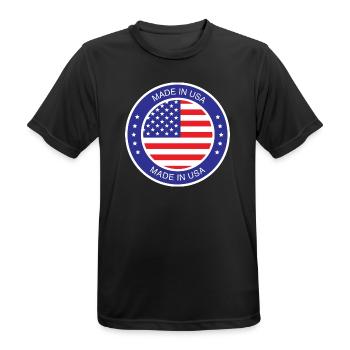 made in the USA - Männer T-Shirt atmungsaktiv - Schwarz - Vorne - AI Model Male 178 light (178cm)