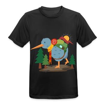 Reiselustiger Kiwivogel Backpacker - Männer T-Shirt atmungsaktiv - Schwarz - Vorne - AI Model Male 178 light (178cm)