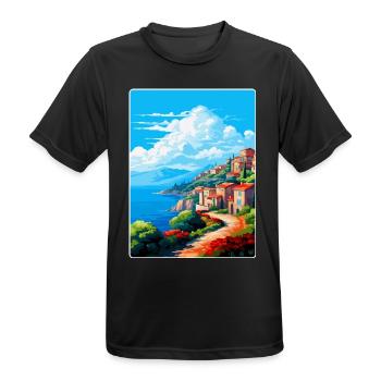 Elba Italien Vintage Reiseplakat Souvenir Souvenir - Männer T-Shirt atmungsaktiv - Schwarz - Vorne - AI Model Male 178 light (178cm)