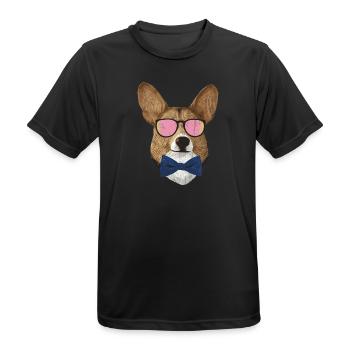 Corgi Hipster - Männer T-Shirt atmungsaktiv - Schwarz - Vorne - AI Model Male 178 light (178cm)