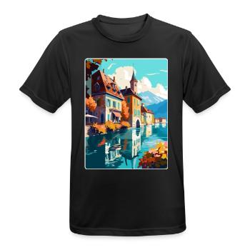 Annecy Frankreich Vintage Reiseposter WPA Souvenir - Männer T-Shirt atmungsaktiv - Schwarz - Vorne - AI Model Male 178 light (178cm)