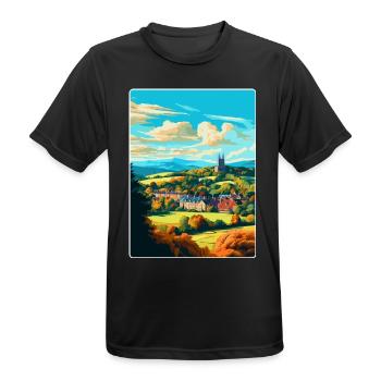 Great Malvern England Uk Reise Poster Souvenir - Männer T-Shirt atmungsaktiv - Schwarz - Vorne - AI Model Male 178 light (178cm)