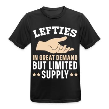 Linkshänder sind sehr gefragt, aber das Angebot is - Männer T-Shirt atmungsaktiv - Schwarz - Vorne - AI Model Male 178 light (178cm)