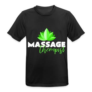 Massage - Männer T-Shirt atmungsaktiv - Schwarz - Vorne - AI Model Male 178 light (178cm)