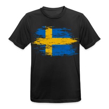 Drapeau de la Suède utilisé - T-shirt respirant Homme - noir - Devant - AI Model Male 178 light (178cm)