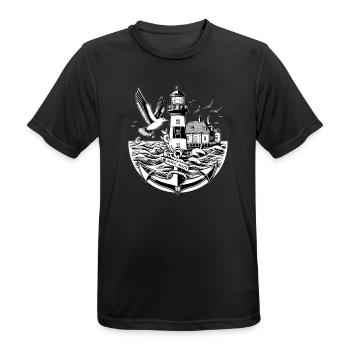 Coastal landscape Moin Moin - Men's Breathable T-Shirt - black - Front - AI Model Male 178 light (178cm)