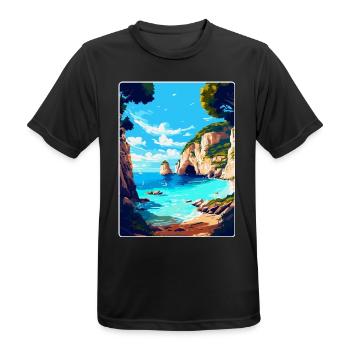 Zakynthos Greece Vintage Travel Poster Souvenir - Men's Breathable T-Shirt - black - Front - AI Model Male 178 light (178cm)
