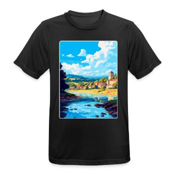 Dordogne France Affiche de voyage vintage Souvenir WPA - T-shirt respirant Homme - noir - Devant - AI Model Male 178 light (178cm)